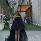 Black Fashion Shiny Sequin Spaghetti Strap Long Short Prom Dress Evening Dress Homecoming Dress nv3223