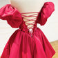 Mini/Kurzes rotes Satin-Ballkleid, kurzes Homecoming-Kleid nv1544