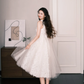 Square Neck 3D Floral Short Tulle Gown, Wide Strap Bridal Dress  NV7263