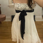 Robe de soirée courte en mousseline de soie, col en V, dentelle florale blanche, robe de bal, robe de soirée, robe de bal, robe de soirée, nv3510
