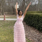 Pink sweet and elegant A-line multi-layered ruffled long tulle princess dress prom dress graduation dress nv3283