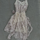 Light Purple Floral Spaghetti Strap Short Homecoming Dress V Neck Ruched 3D Flower Irregular Ruffle Hem Vintage Cocktail Gown  NV6918