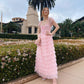 Pink sweet and elegant A-line multi-layered ruffled long tulle princess dress prom dress graduation dress nv3283