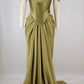 Robe de soirée longue en satin vert vintage élégante nv3529