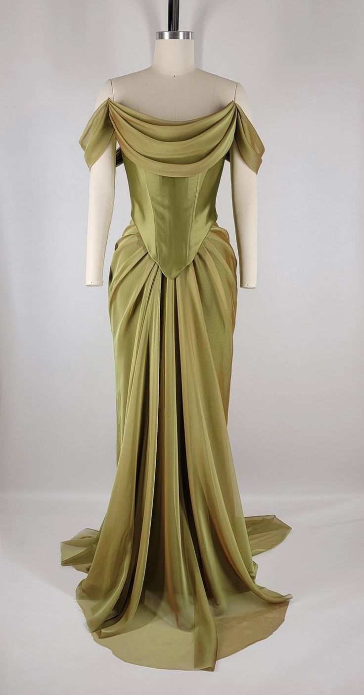Robe de soirée longue en satin vert vintage élégante nv3529