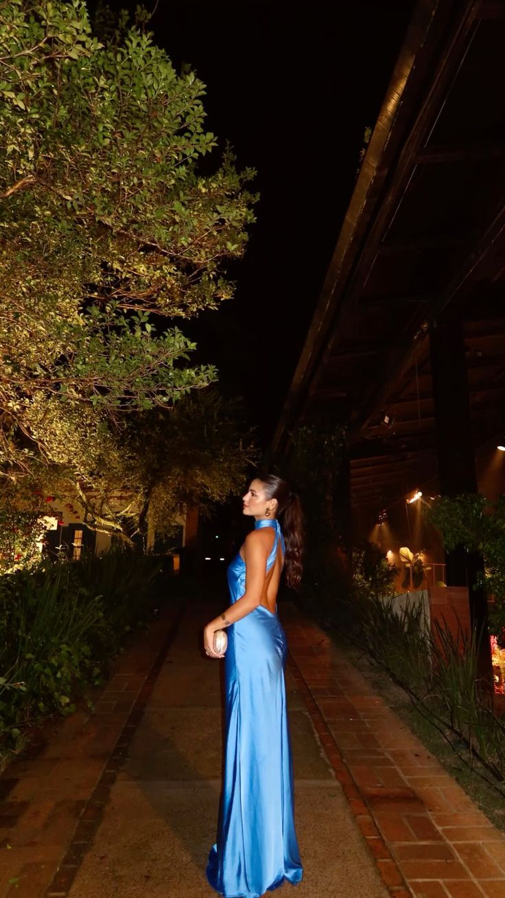 Blue simple and elegant sling long ball gown evening dress party dress ribbons galore dress to impress Slim fit dress nv2582