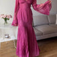 Robe de soirée longue en mousseline de soie, élégante, style rétro, col en V, dentelle exquise, volants, manches longues, longueur au sol, robe de bal, robe de soirée, robe de demoiselle d'honneur, nv3823