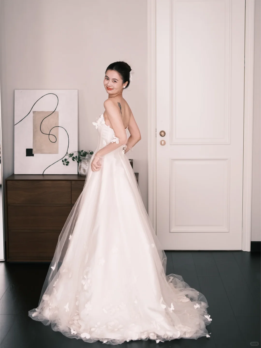 Strapless 3D Flower Tulle A Line Wedding Dress Bridal Gown  NV7201