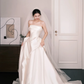 Strapless Satin A-Line Wedding Dress with Draped Skirt  NV7320