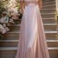 Robe de soirée longue en satin rose vintage élégante, manches courtes, taille haute, robe de bal, robe de soirée, robe de bal, robe de remise de diplôme, robe de demoiselle d'honneur, nv4004