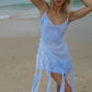 Robe de soirée courte en tulle bleu simple, robe de soirée de vacances en bord de mer, robe de retour à la maison nv2804