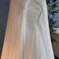 Ivory white gorgeous exquisite lace beading A-line long tulle cape ball gown evening dress wedding dress nv8