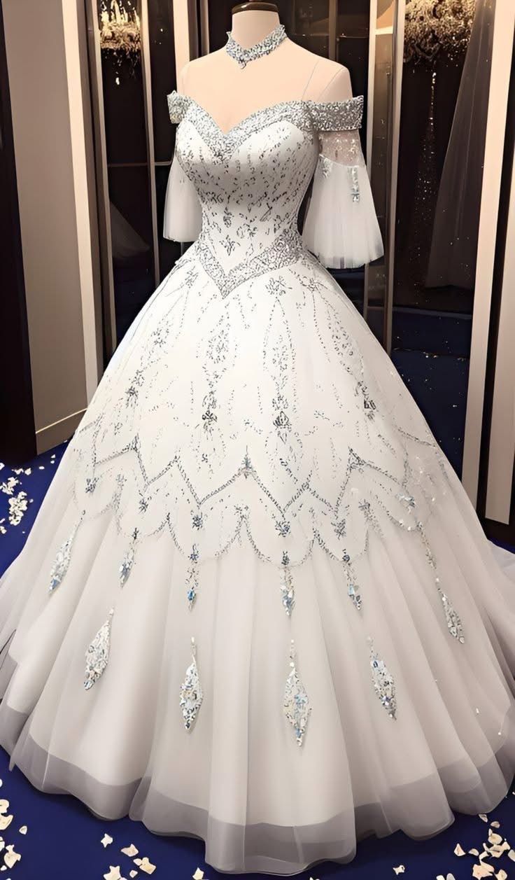 Robe de mariée blanche perlée, scintillante, magnifique robe de mariée, robe de bal perlée à manches courtes, longueur au sol nv5058