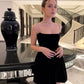 Robe de soirée courte noire vintage à bretelles spaghetti et chaîne en strass, coupe licou, robe de cocktail, mini robe de soirée, nv2400