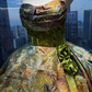 Strapless Lime Green Vintage Ball Gown Metallic Oil Painting Jacquard Overskirt Ruffle Tulle Prom Dress  NV7031