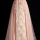 Robe de soirée longue en tulle à manches courtes et rose, tenue de bal, tendance, nv3895