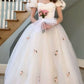 NiceVestidos--(Voile inclus)Robe de mariée simple longue en tulle à fleurs blanches et roses NV5828
