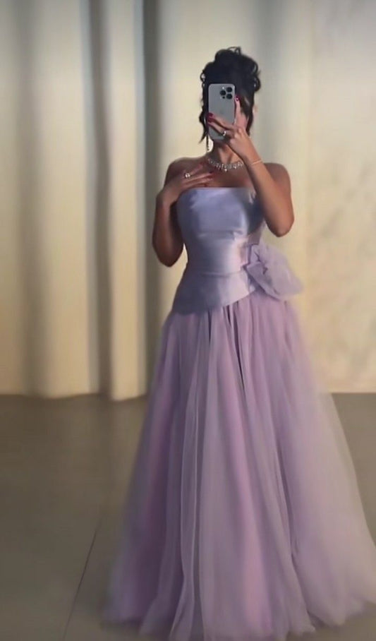 NiceVestidos – Lila, elegantes langes Ballkleid aus Satin-Tüll, Prinzessinnenkleid NV5862