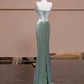 Robe de soirée élégante à fleurs style sirène, coupe ajustée, longue, longueur au sol, style bal, mode verte, nv4189