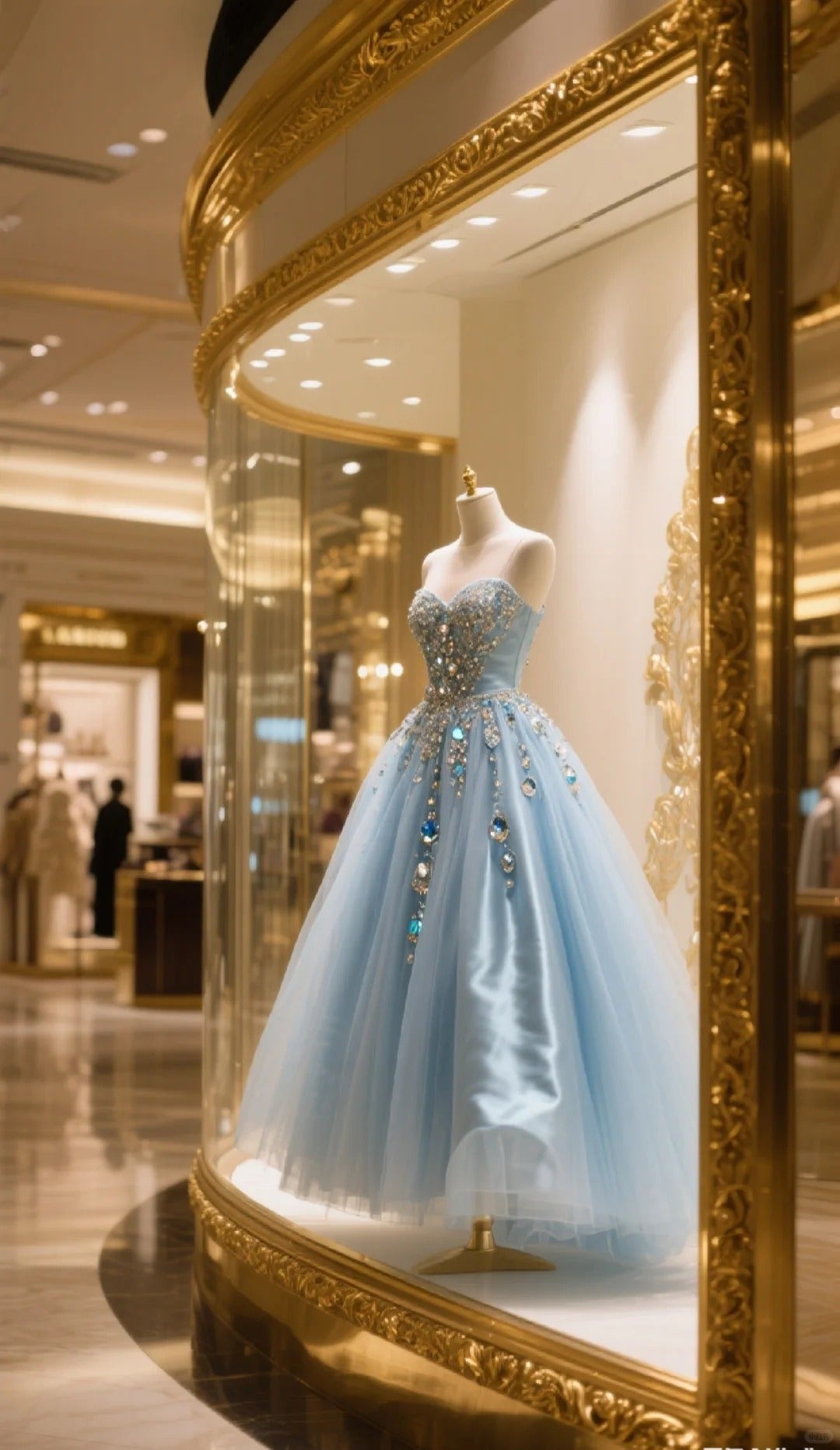 Robe de soirée longue en tulle bleu brillant et élégant avec strass nv4432