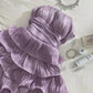 Schulterfreies, gewelltes, gestuftes Mini-Partykleid, Geburtstags-Outfit, Abendkleid, Ballkleid nv2049
