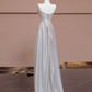 Weißes, glänzendes Satin-Abendkleid in bodenlanger Ball- und Abendgarderobe, NV5053