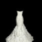 Elfenbeinweiß Elegant Exquisite Lange Tüll Meerjungfrau Schlank Bodenlangen Schleppe Ballkleid Abendkleid Partykleid Brautkleid nv4135