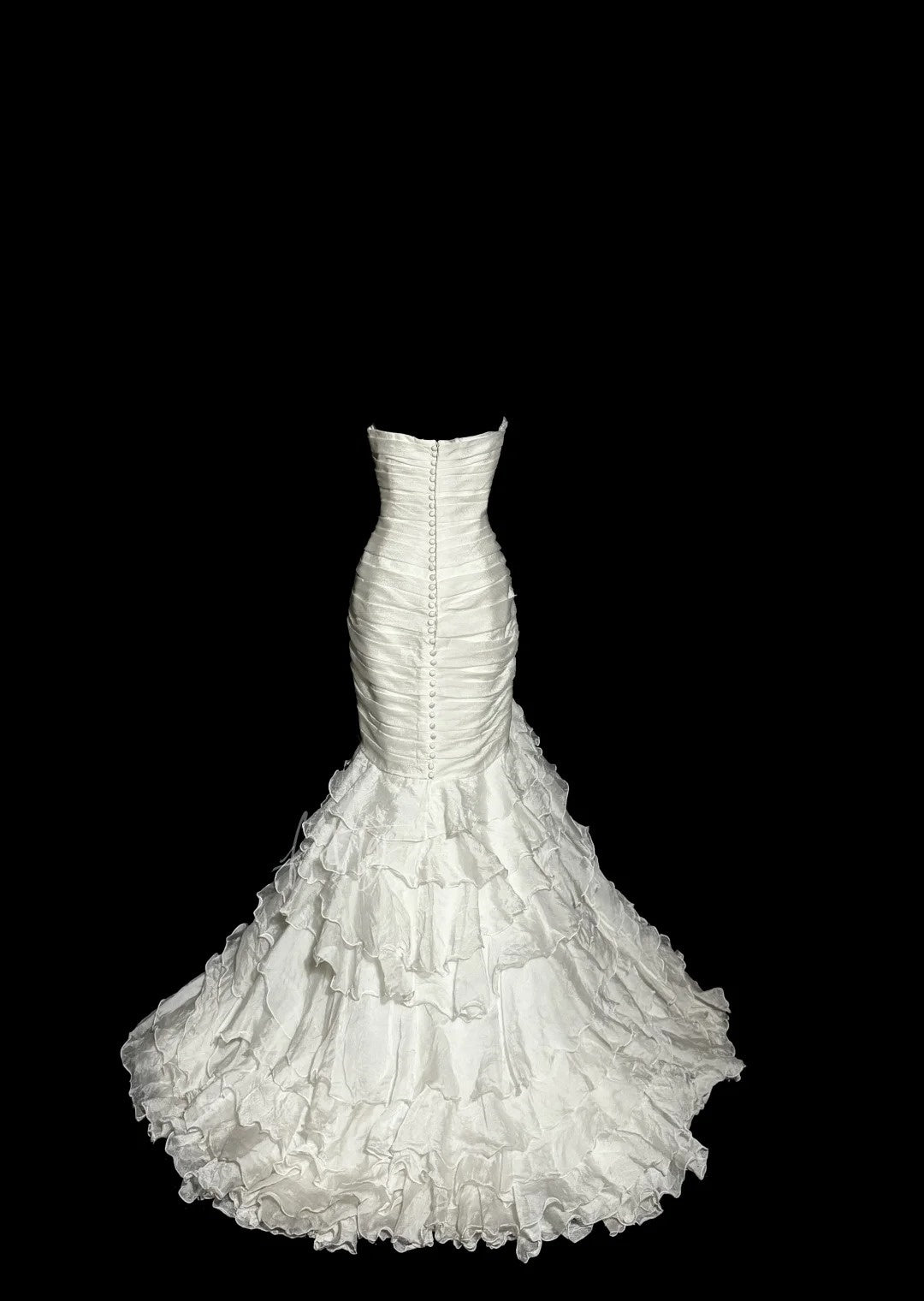 Elfenbeinweiß Elegant Exquisite Lange Tüll Meerjungfrau Schlank Bodenlangen Schleppe Ballkleid Abendkleid Partykleid Brautkleid nv4135