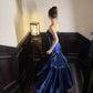 Robe de soirée sirène bleue à volants, tenue de soirée légère et luxueuse, idéale pour les petites personnes, nv4543