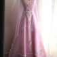 Pink Sweet Floral Long Tulle Prom Dress Evening Dress Party Dress nv4690