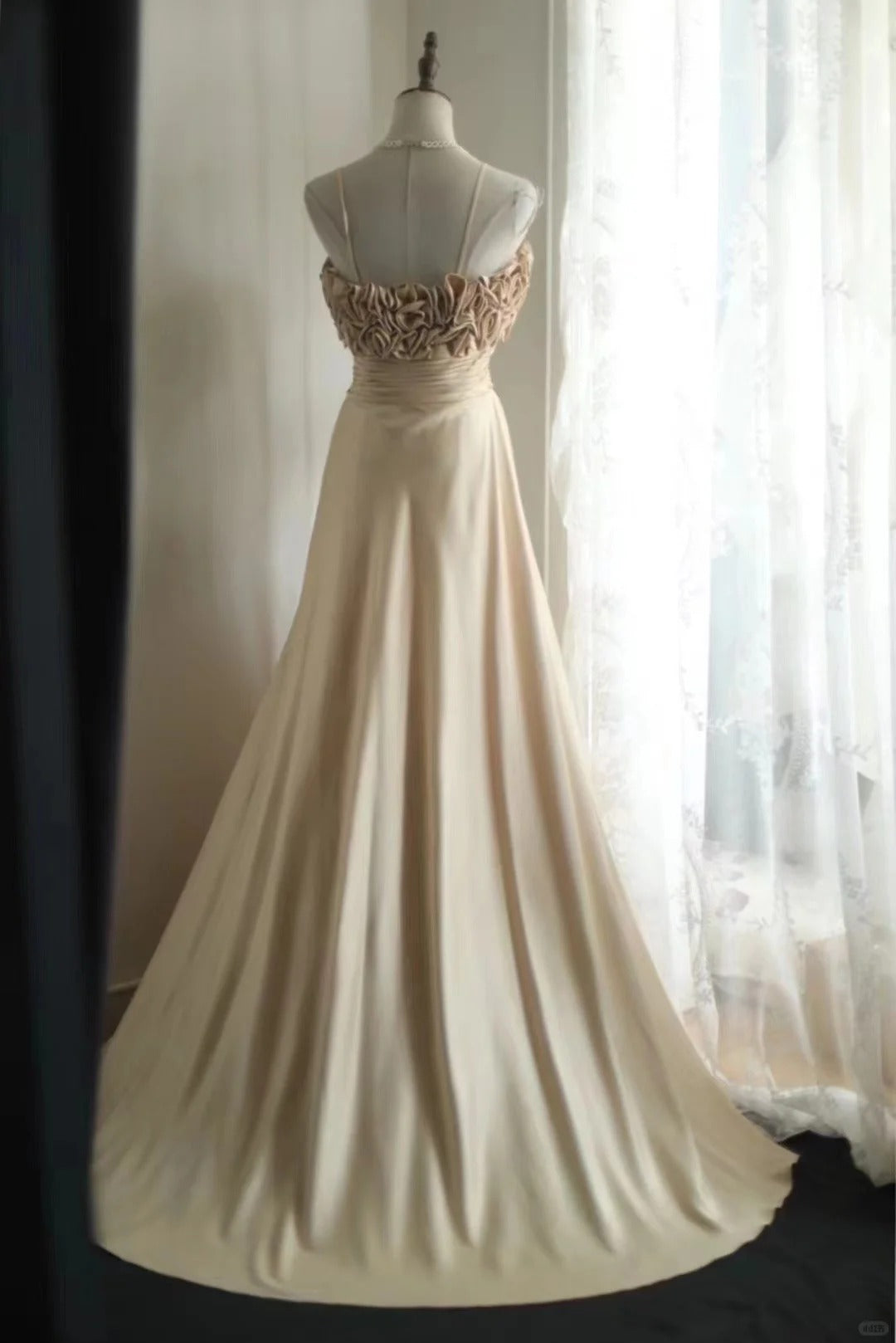 Brown Vintage Satin Long Prom Dress Evening Dress Party Dress Bridesmaid Dress nv4692
