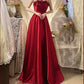 Red delicate floral long elegant satin ball gown evening dress nv4317