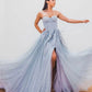 A-Linie Herzausschnitt Blau Lange Ballkleider, Blaues formelles Abschlusskleid nv1530