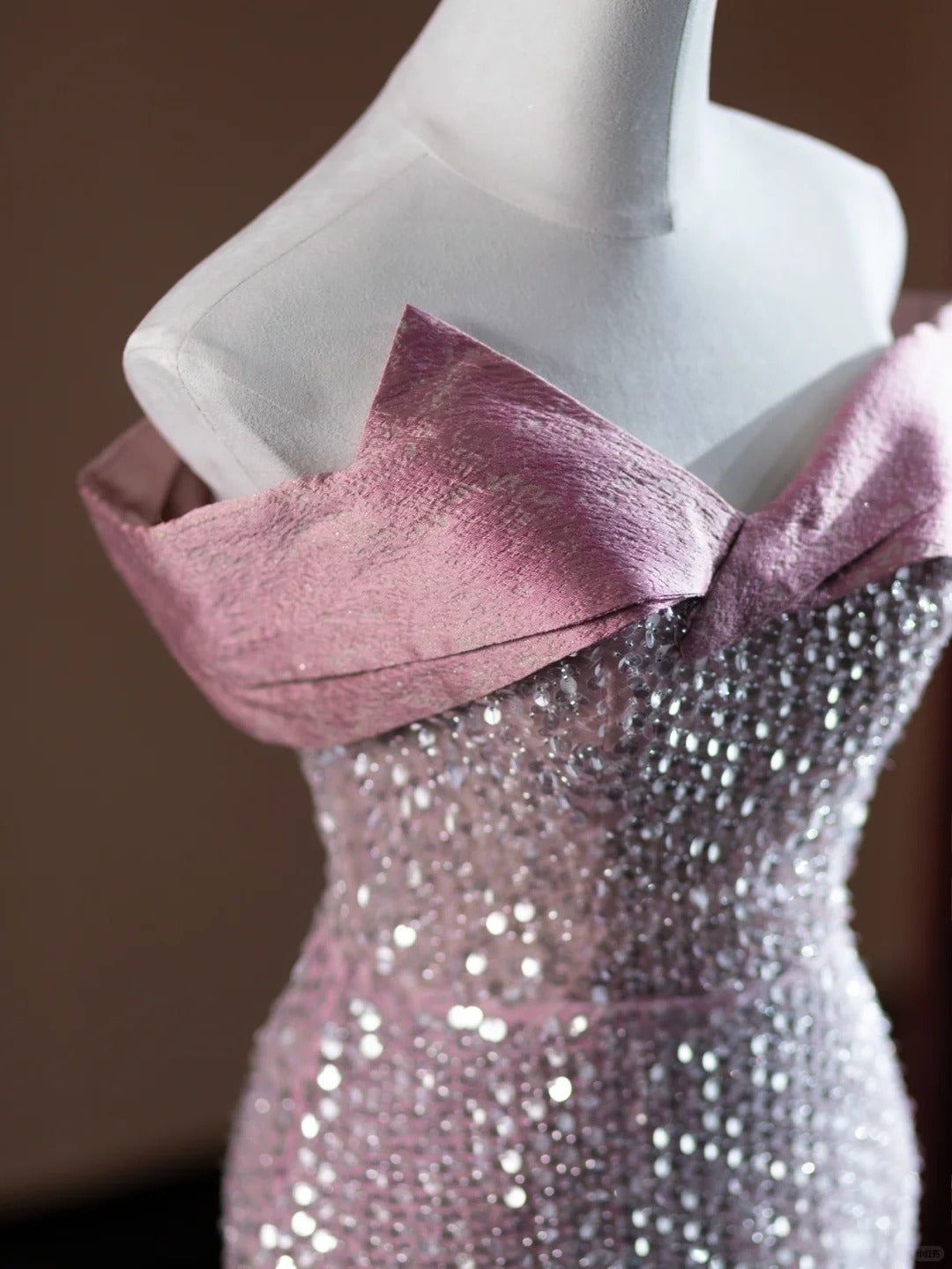 Rosa funkelndes langes Meerjungfrau-Ballkleid mit Pailletten, Abendkleid, Partykleid, nv4751