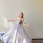 Strapless Ombre Purple Blue Prom Gown Boned Bodice Sparkle Tulle Cloud Hem A Line Evening Dress  NV7149
