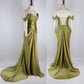 Robe de soirée longue en satin vert vintage élégante nv3529