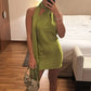 Grünes rückenfreies Mini-Heimkehrkleid, Ballkleid, Cocktailkleid, NV1810