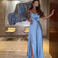 Blue spaghetti strap simple elegant long evening dress bridesmaid dress nv2740