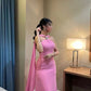 Pink Simple Elegant Suspender Long Ribbon Long Ball Gown Evening Dress Party Dress nv2440