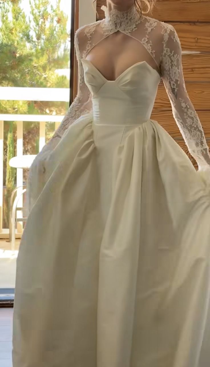 NiceVestidos - Robe de mariée longue blanche en dentelle à manches longues NV5837