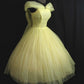 Gelbes, modisches, süßes, kurzes Ballkleid aus Tüll, Homecoming-Kleid, Partykleid, nv3055