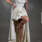 Weißes Perlen-Kurzkleid, modisch, elegant, für die Heimkehr, Geburtstagsparty, Ballkleid, NV4772