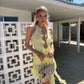 Gelbes, modisches, kurzes Chiffon-Heimkehrkleid, Partykleid, Geburtstagskleid, NV4678