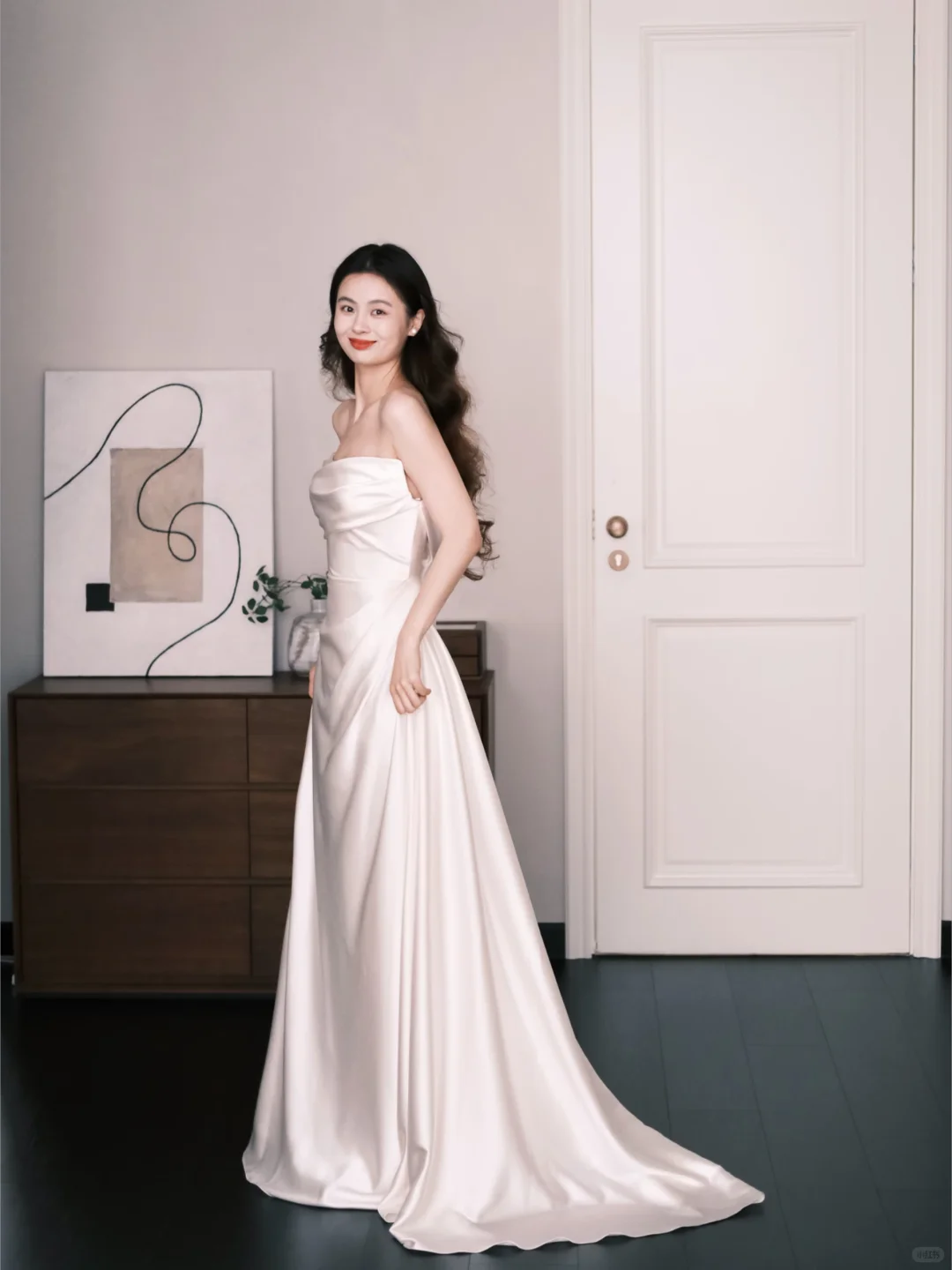 Minimalist Satin Wedding Dress Strapless Draped Mermaid Bridal Gown  NV7244