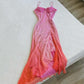 Robe de soirée longue en mousseline de soie, élégante, plissée, à bretelles spaghetti, dégradé de couleurs, rose, nv3663