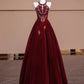 Rotes, perlenbesetztes, langes, bodenlanges Ballkleid aus Samt, NV5051