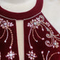 Rotes, perlenbesetztes, langes, bodenlanges Ballkleid aus Samt, NV5051