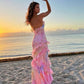 Spaghetti Strap Mermaid Pink Maxi Dress Evening Gown Long Ball Gown nv2680