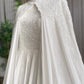 Ivory white gorgeous exquisite lace beading A-line long tulle cape ball gown evening dress wedding dress nv8