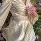 Robe de soirée courte à col en V blanche et à la mode nv1874